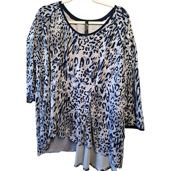 Melissa McCarthy Seven7 Womens Plus Animal Print High-Low Peplum Top Size 3X - Picture 3 of 6